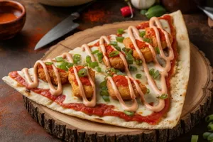 Spicy Crispy Paneer Ranch Naanza (V)