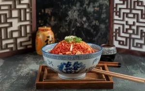 Szechuan Prawn, Egg & Chicken Fried Rice
